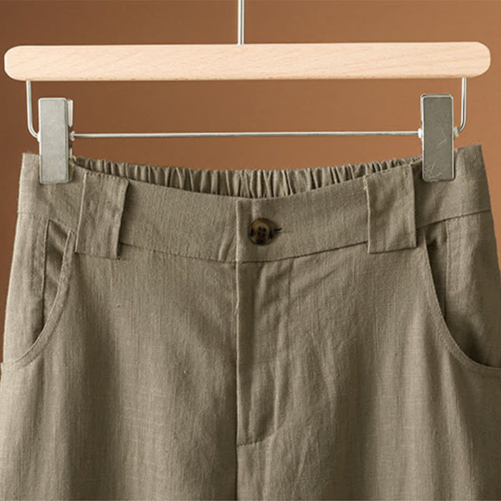 Buddha Stones Summer Minimalist Button-Up Solid Women's Harem Pants With Pockets - image 5