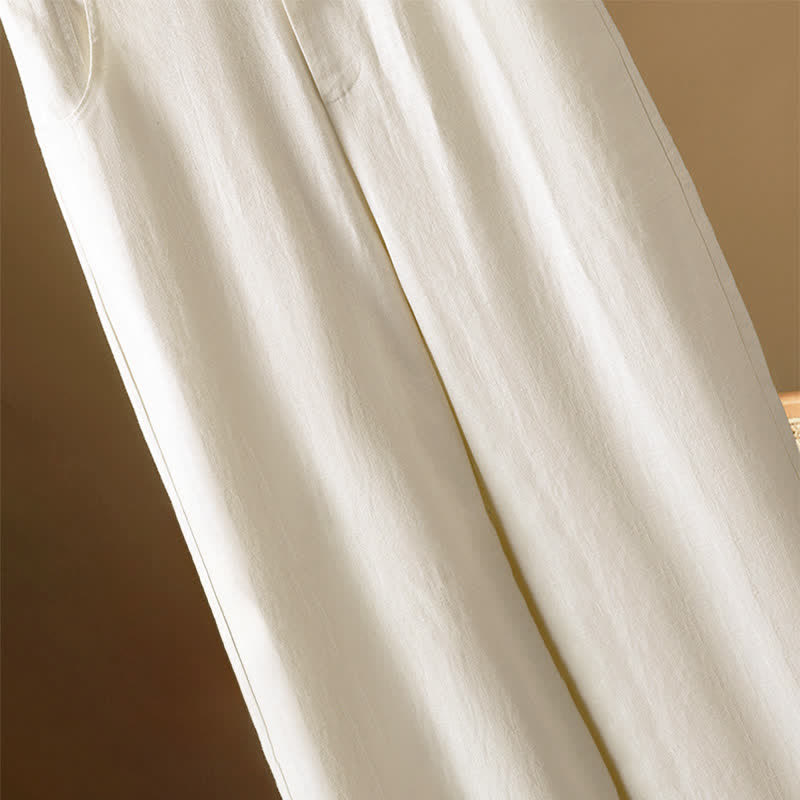 Buddha Stones Summer Minimalist Button-Up Solid Women's Harem Pants With Pockets - image 17