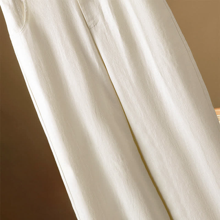 Buddha Stones Summer Minimalist Button-Up Solid Women's Harem Pants With Pockets - image 17