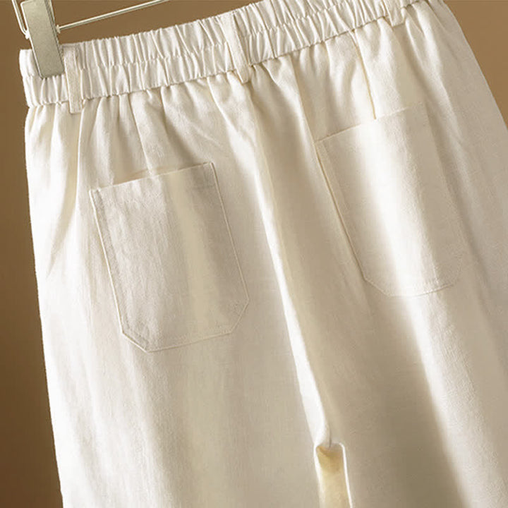 Buddha Stones Summer Minimalist Button-Up Solid Women's Harem Pants With Pockets - image 13