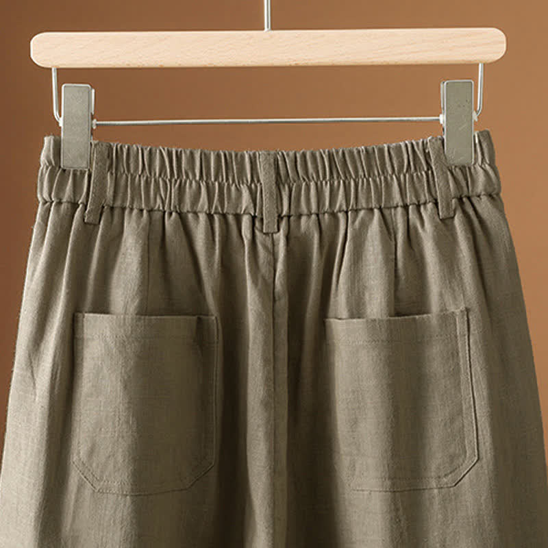 Buddha Stones Summer Minimalist Button-Up Solid Women's Harem Pants With Pockets - image 6