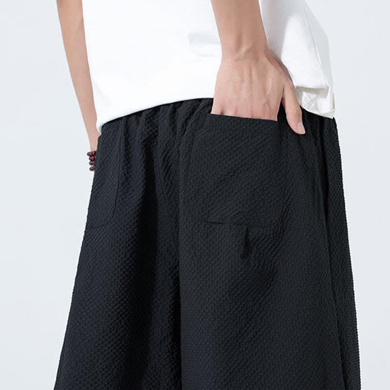 Buddha Stones Summer Drawstring Tassel Crane Print Men's Harem Pants - image 20
