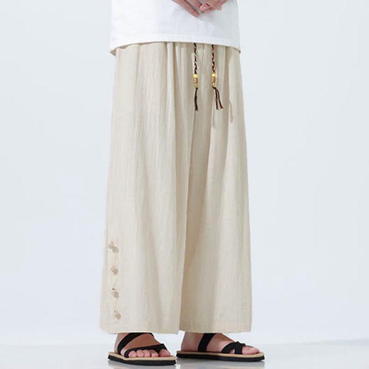 Buddha Stones Spring Drawstring Solid Men's Wide Leg Pants With Pockets - image 7