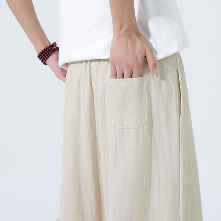 Buddha Stones Spring Drawstring Solid Men's Wide Leg Pants With Pockets - image 10