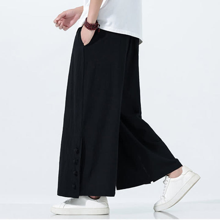 Buddha Stones Spring Drawstring Solid Men's Wide Leg Pants With Pockets - image 15
