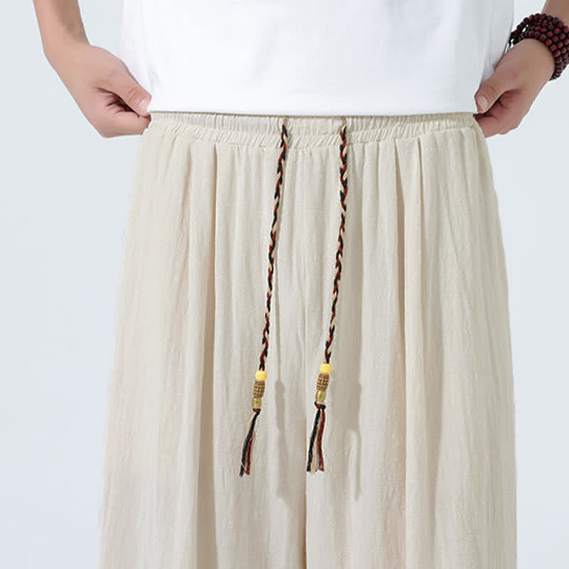 Buddha Stones Spring Drawstring Solid Men's Wide Leg Pants With Pockets - image 8