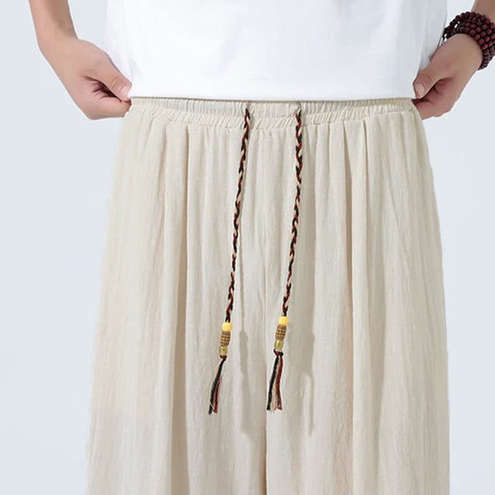 Buddha Stones Spring Drawstring Solid Men's Wide Leg Pants With Pockets - image 8