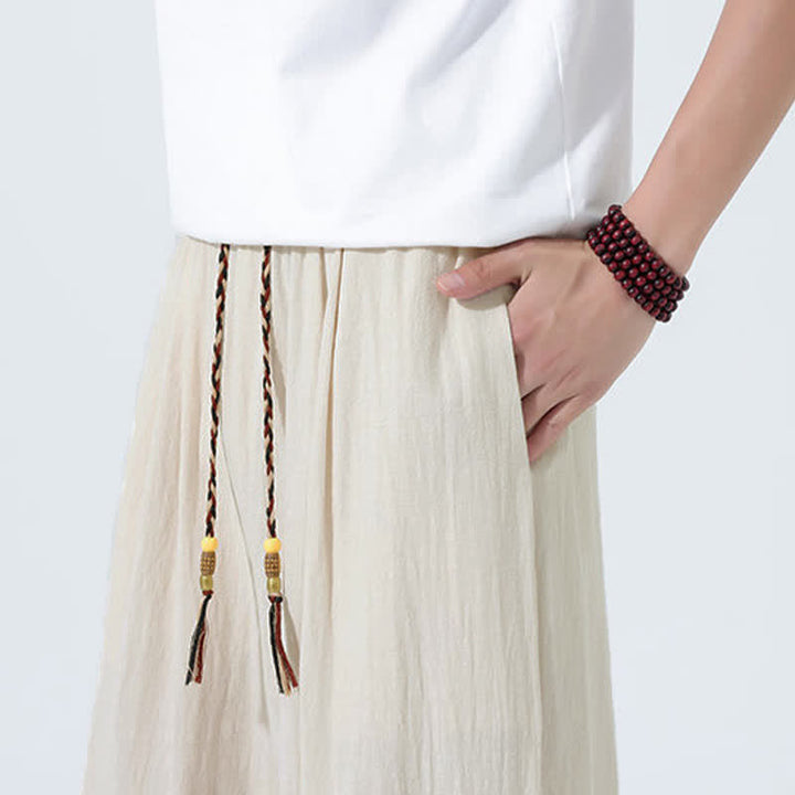 Buddha Stones Spring Drawstring Solid Men's Wide Leg Pants With Pockets - image 9