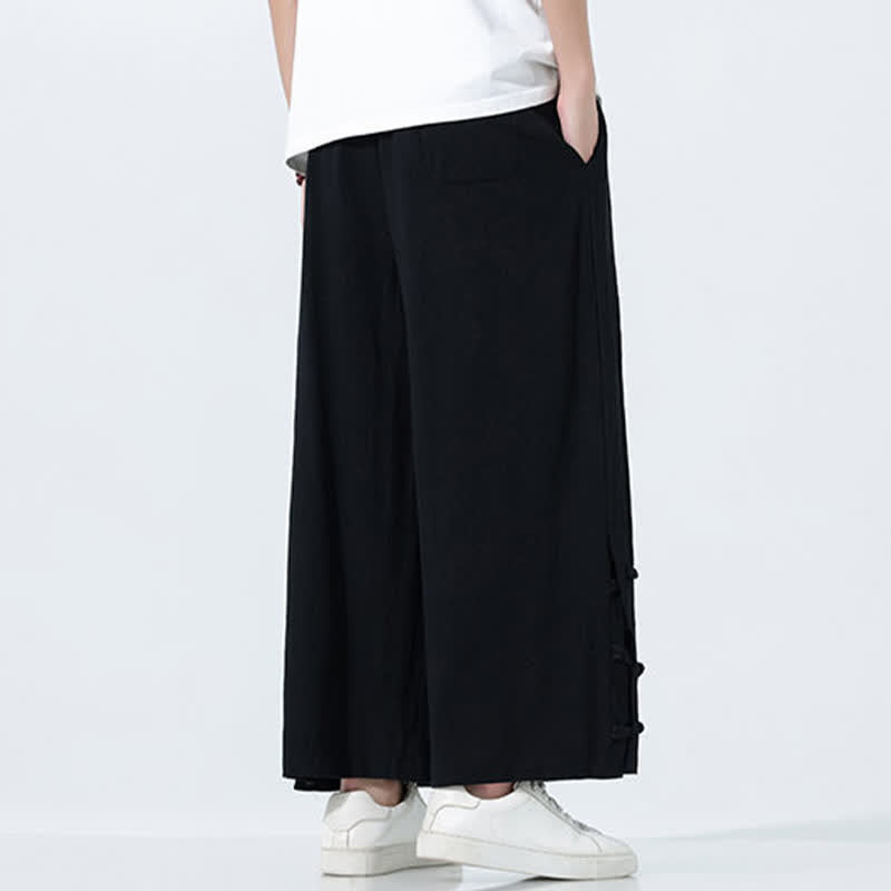 Buddha Stones Spring Drawstring Solid Men's Wide Leg Pants With Pockets - image 17