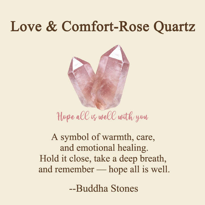 Buddha Stones Hope All Is Well With You Natural Rose Quartz Palm Stone Compassion Crystal Decor - image 2