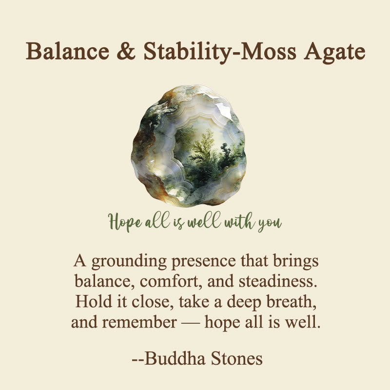 Buddha Stones Hope All Is Well With You Natural Moss Agate Palm Stone Growth Crystal Decor - image 2