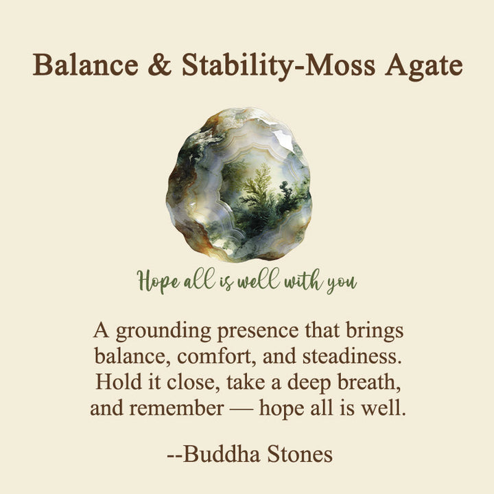 Buddha Stones Hope All Is Well With You Natural Moss Agate Palm Stone Growth Crystal Decor - image 2