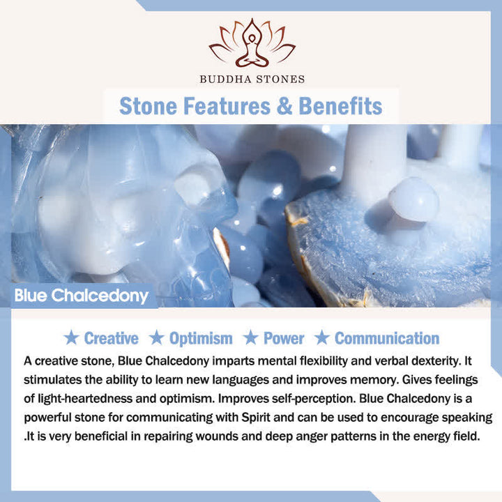 Buddha Stones Clear Quartz Amethyst Blue Chalcedony Beads Protection Bracelet - image 7