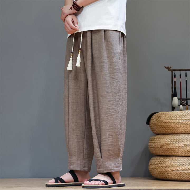 Buddha Stones Summer Minimalist Solid Men's Elastic Waist Tapered Pants With Pockets - image 32