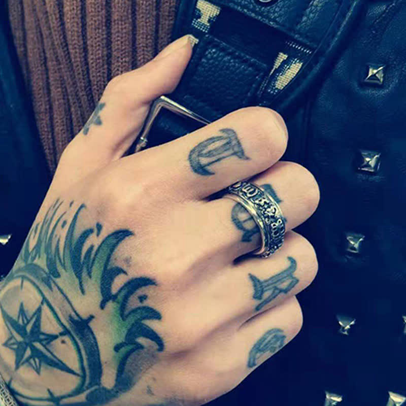 Buddha Stones Pixiu Om Mani Padme Hum Copper Rotatable Ring - image 13