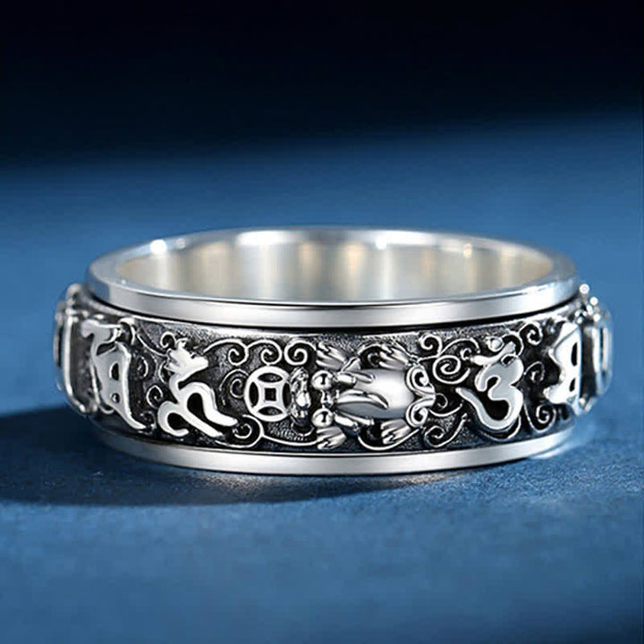 Buddha Stones Pixiu Om Mani Padme Hum Copper Rotatable Ring - image 3