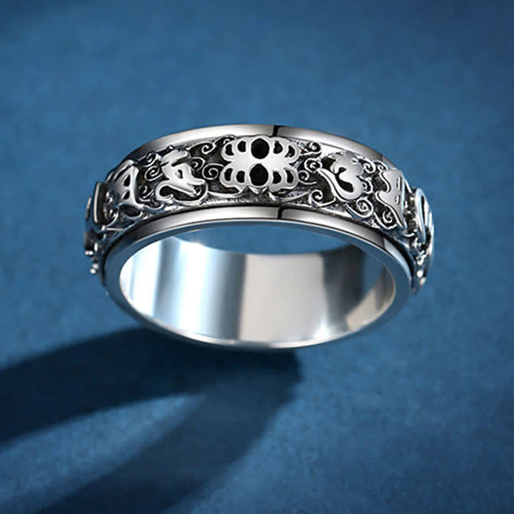 Buddha Stones Pixiu Om Mani Padme Hum Copper Rotatable Ring - image 1