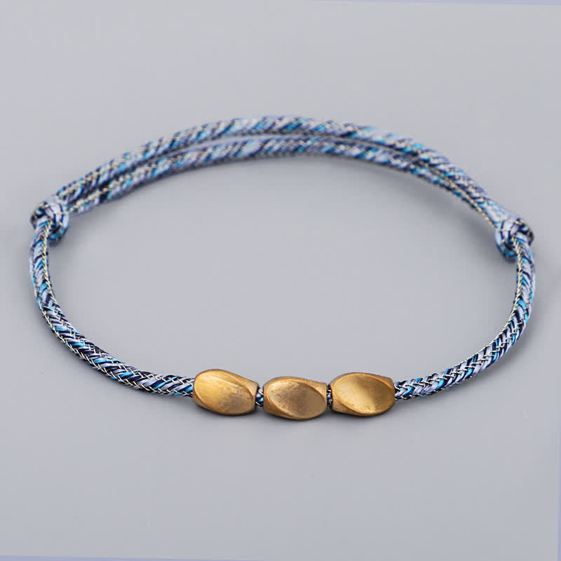 Buddha Stones Multiple Colors String Golden Copper Beads Balance Bracelet - Blue - image 7