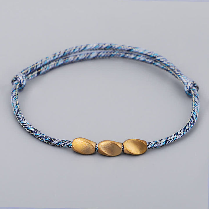 Buddha Stones Multiple Colors String Golden Copper Beads Balance Bracelet - Blue - image 7
