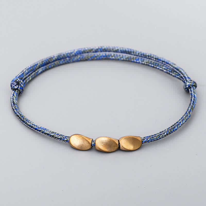 Buddha Stones Multiple Colors String Golden Copper Beads Balance Bracelet - Dark Blue - image 10