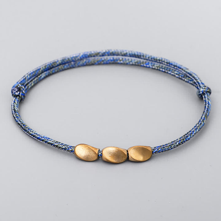 Buddha Stones Multiple Colors String Golden Copper Beads Balance Bracelet - Dark Blue - image 10