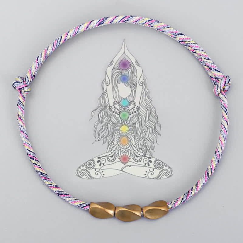 Buddha Stones Multiple Colors String Golden Copper Beads Balance Bracelet - image 1