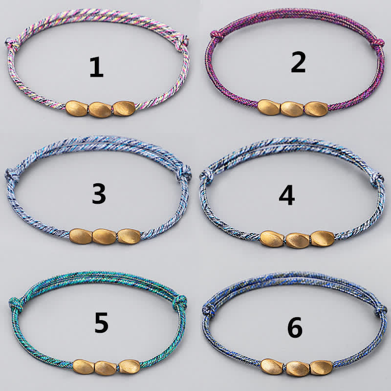 Buddha Stones Multiple Colors String Golden Copper Beads Balance Bracelet - image 14