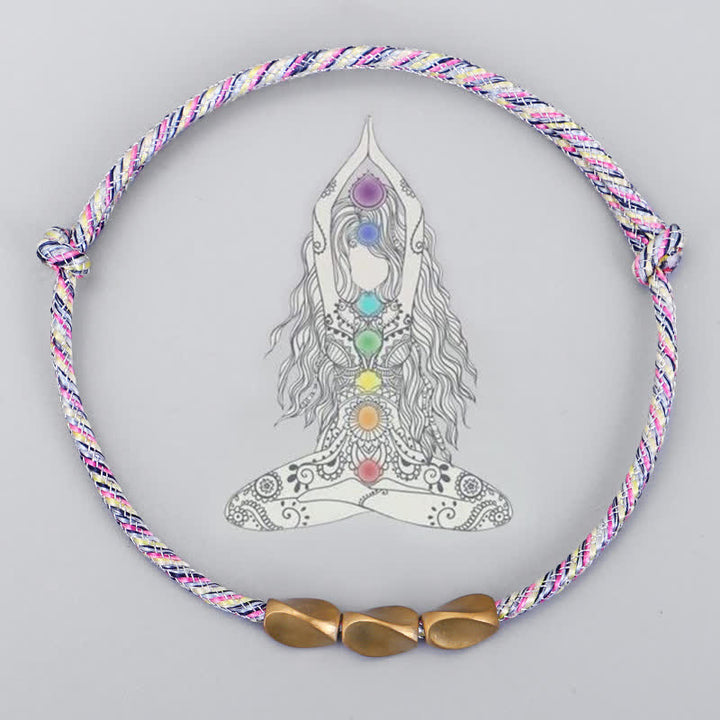 Buddha Stones Multiple Colors String Golden Copper Beads Balance Bracelet - image 1