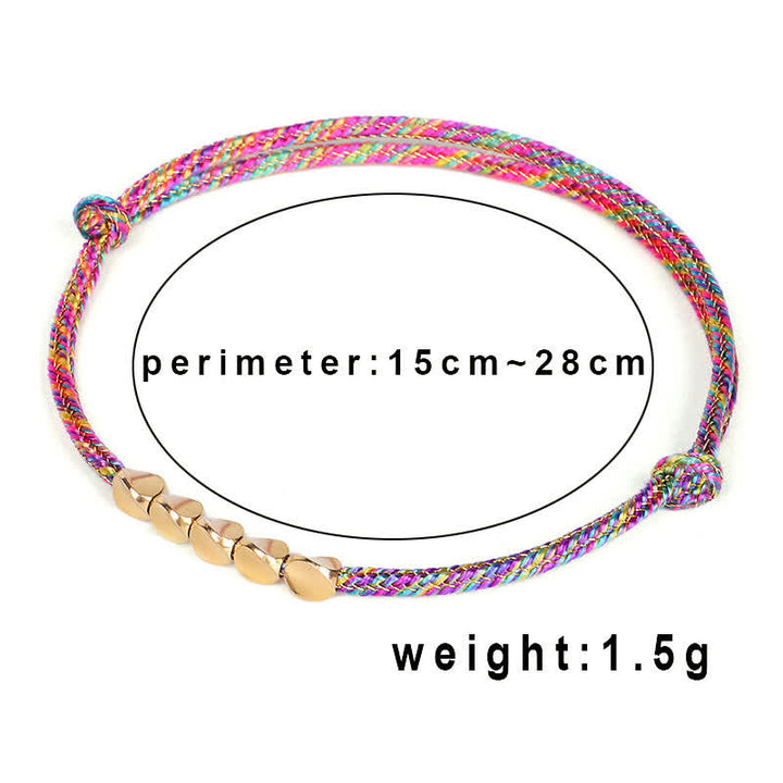 Buddha Stones Rainbow Multicolor Braided String Golden Copper Beads Luck Bracelet - image 7