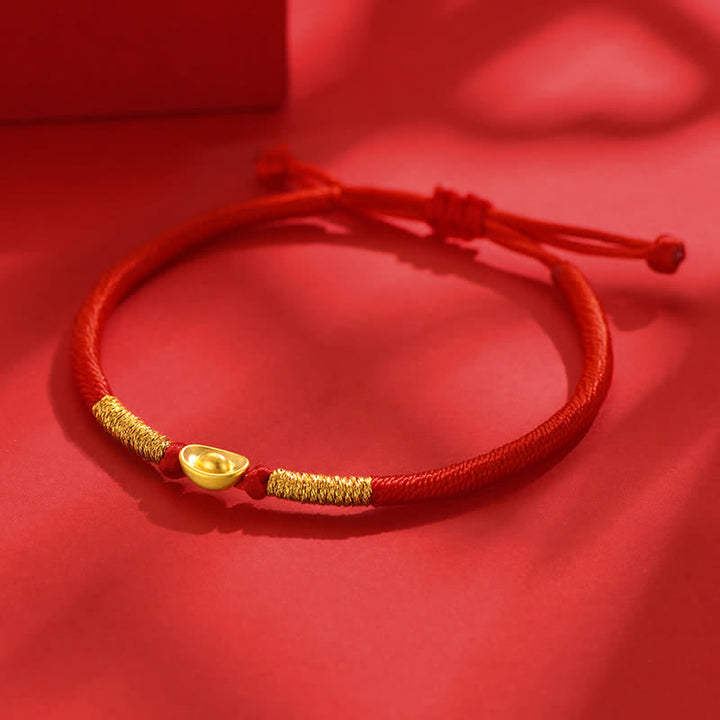 Buddha Stones Yuanbao Red String Braided Luck Bracelet - image 1