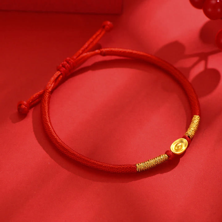 Buddha Stones Yuanbao Red String Braided Luck Bracelet - image 2