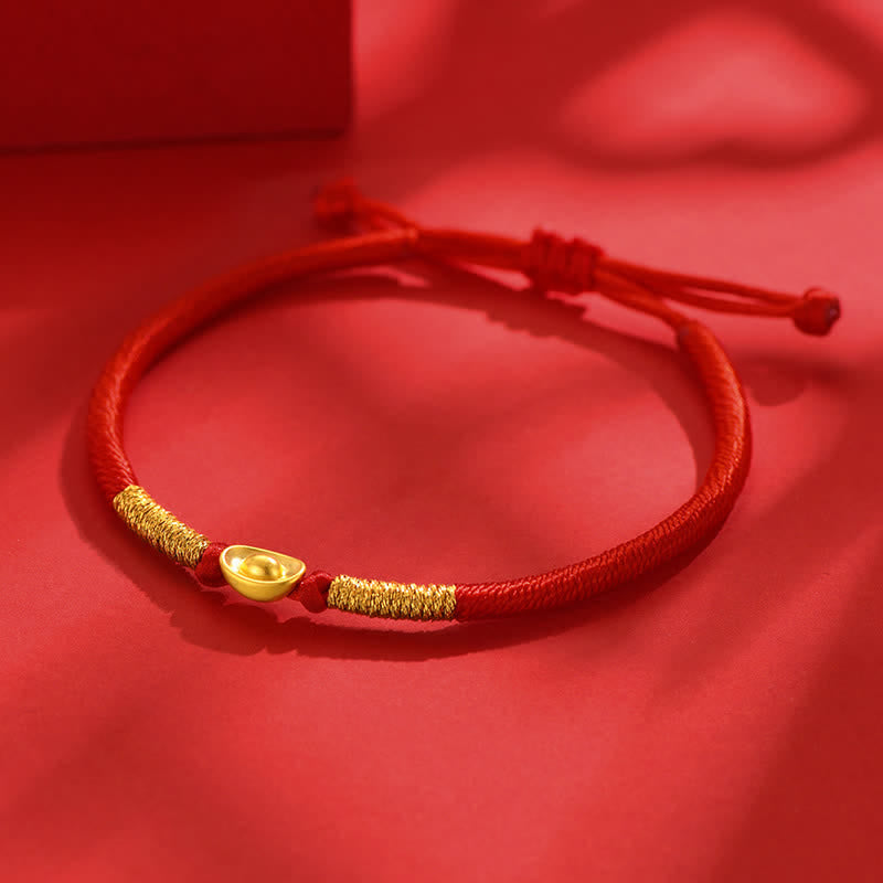 Buddha Stones Yuanbao Red String Braided Luck Bracelet - image 1