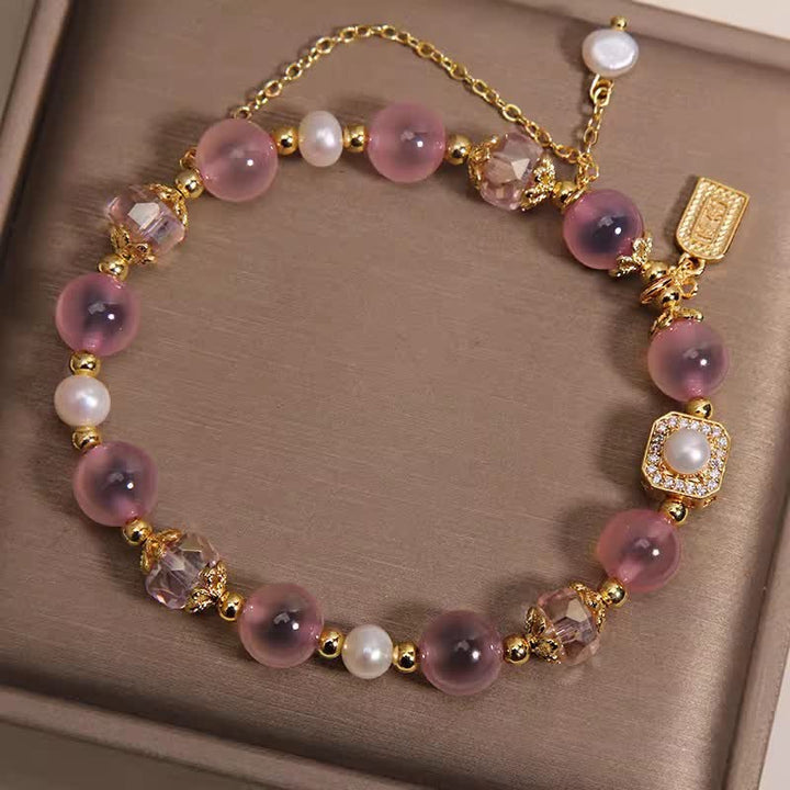 Buddha Stones Pink Natural Candy Agate Pearl Healing Bracelet - image 4