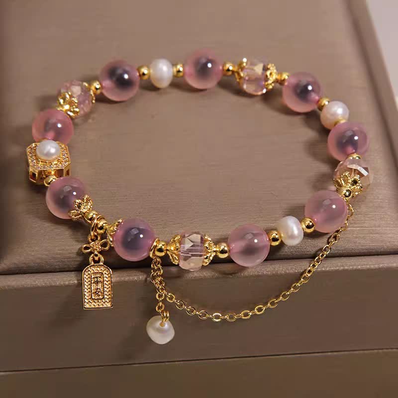 Buddha Stones Pink Natural Candy Agate Pearl Healing Bracelet - image 3