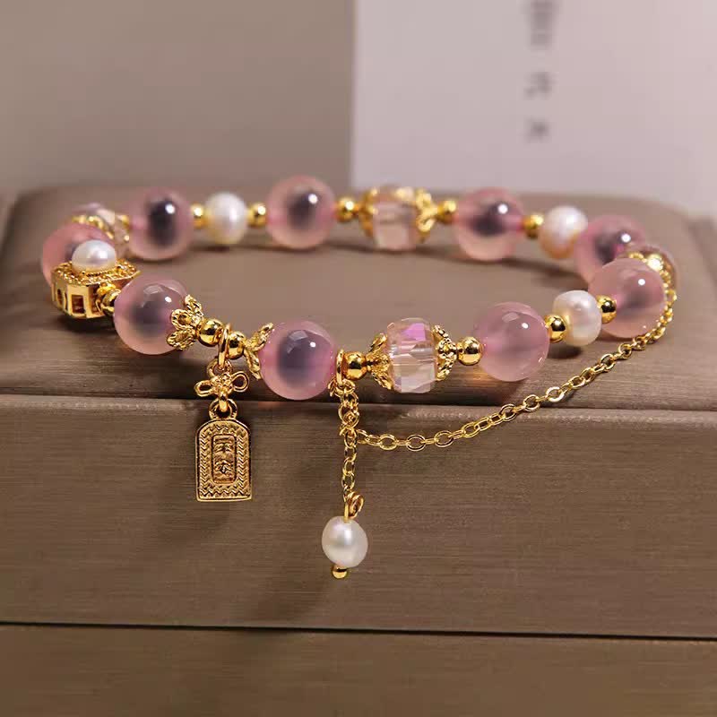 Buddha Stones Pink Natural Candy Agate Pearl Healing Bracelet - Candy Agate(Wrist Circumference 15-16cm) - image 0