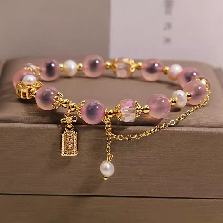 Buddha Stones Pink Natural Candy Agate Pearl Healing Bracelet - image 7