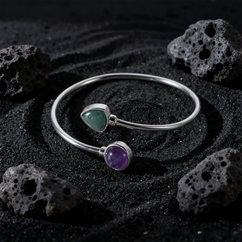 Buddha Stones Amazonite Various Crystals Positive Open Adjustable Cuff Bracelet - Natural Amethyst Green Aventurine(Color May Vary) - image 16