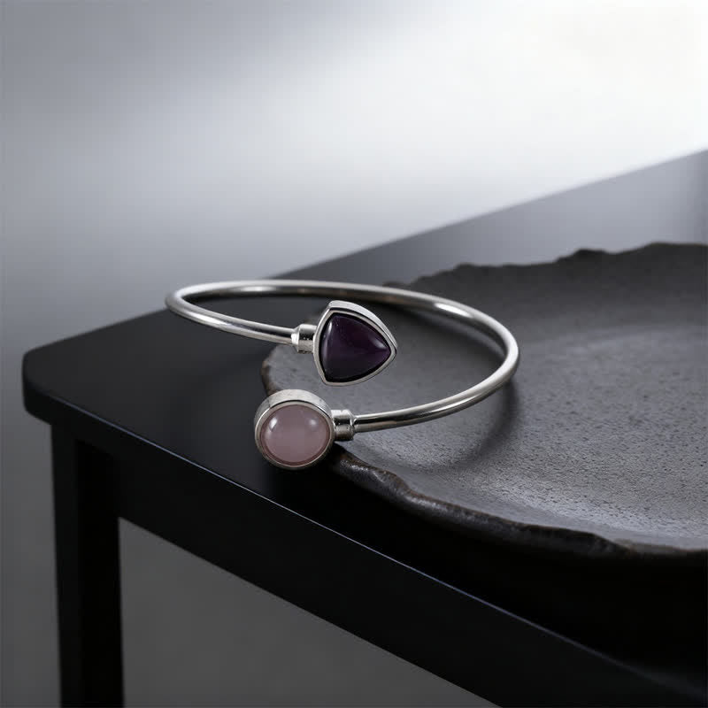 Buddha Stones Amazonite Various Crystals Positive Open Adjustable Cuff Bracelet - Natural Rose Quartz Amethyst(Color May Vary) - image 15