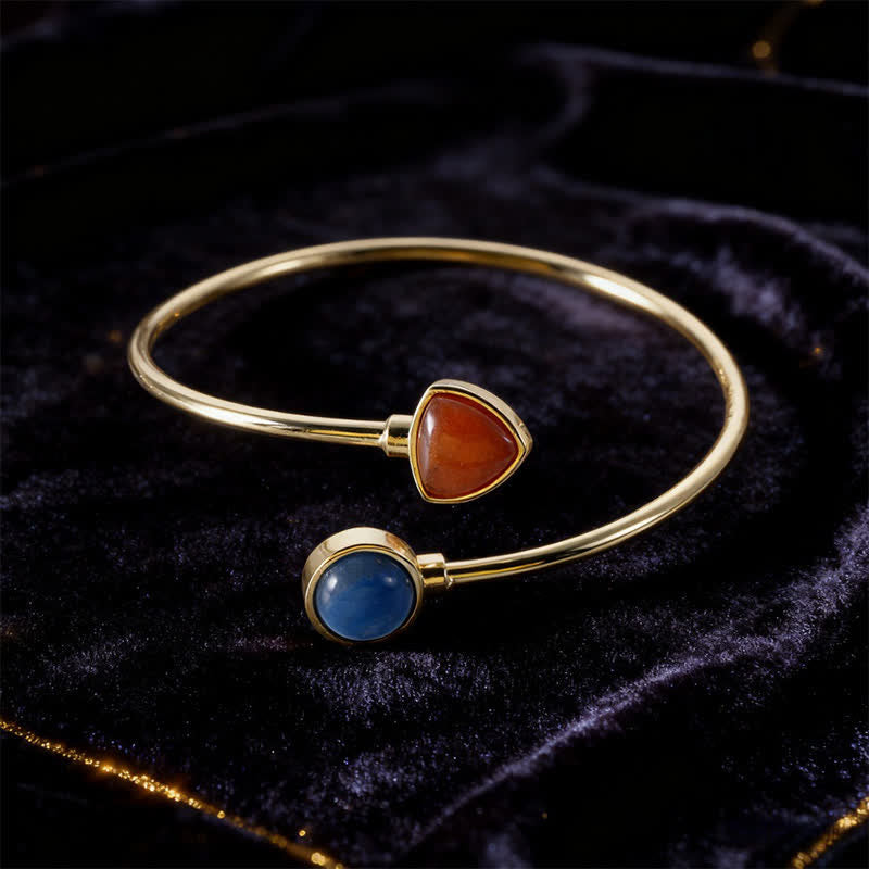 Buddha Stones Amazonite Various Crystals Positive Open Adjustable Cuff Bracelet - Natural Blue Aventurine Red Aventurine(Color May Vary) - image 25