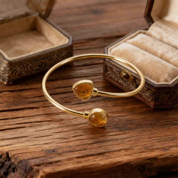 Buddha Stones Amazonite Various Crystals Positive Open Adjustable Cuff Bracelet - Natural Citrine(Color May Vary) - image 10