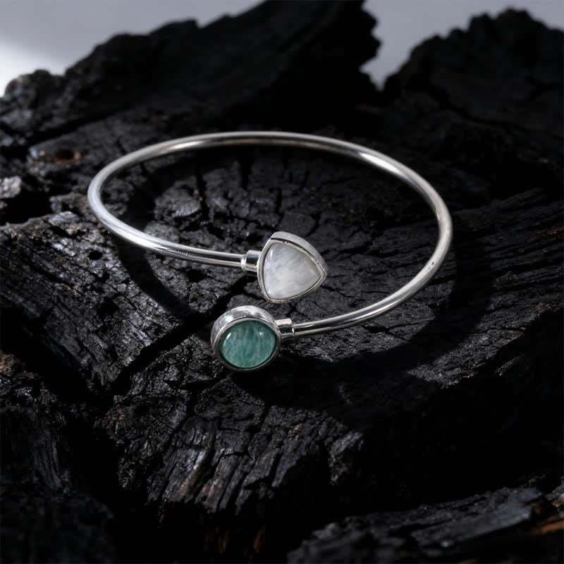 Buddha Stones Amazonite Various Crystals Positive Open Adjustable Cuff Bracelet - Natural Amazonite Moonstone(Color May Vary) - image 21