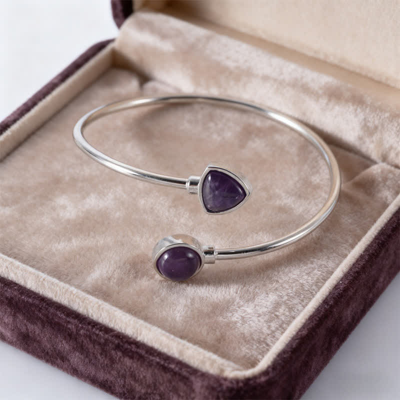 Buddha Stones Amazonite Various Crystals Positive Open Adjustable Cuff Bracelet - Natural Amethyst(Color May Vary) - image 17