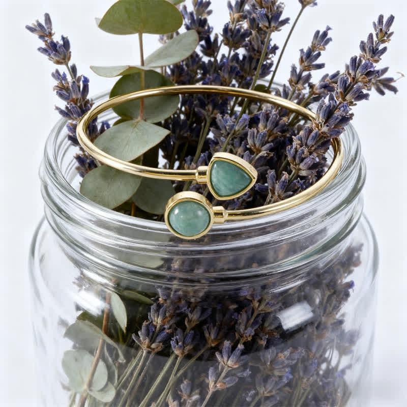 Buddha Stones Amazonite Various Crystals Positive Open Adjustable Cuff Bracelet - image 1