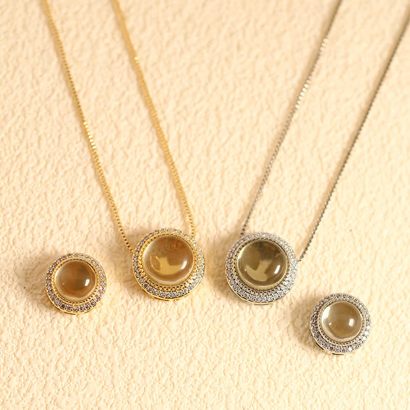 Buddha Stones Natural Rose Quartz Multiple Crystal Bead Inlay Healing Necklace - Natural Lemon Quartz(Color May Vary) - 10mm Bead Silvery Chain - image 19