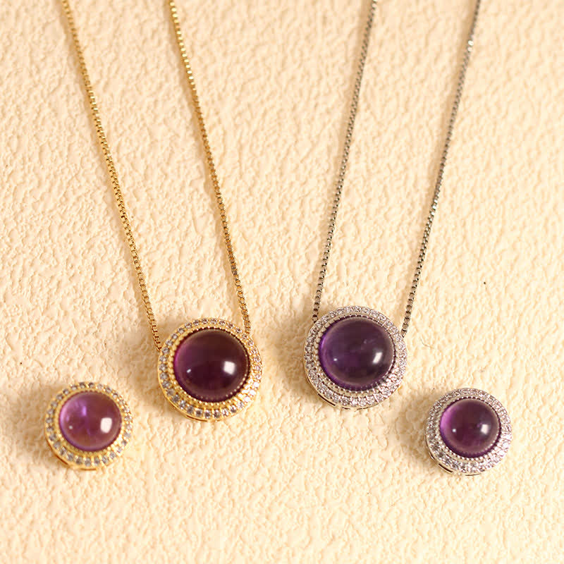 Buddha Stones Natural Rose Quartz Multiple Crystal Bead Inlay Healing Necklace - Natural Amethyst(Color May Vary) - 10mm Bead Silvery Chain - image 9