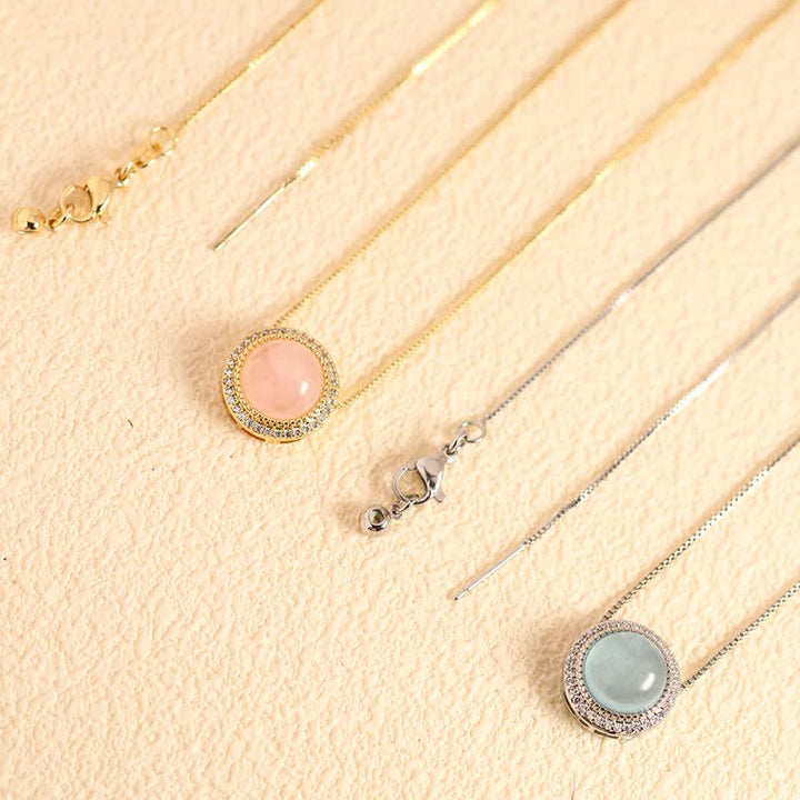 Buddha Stones Natural Rose Quartz Multiple Crystal Bead Inlay Healing Necklace - image 27