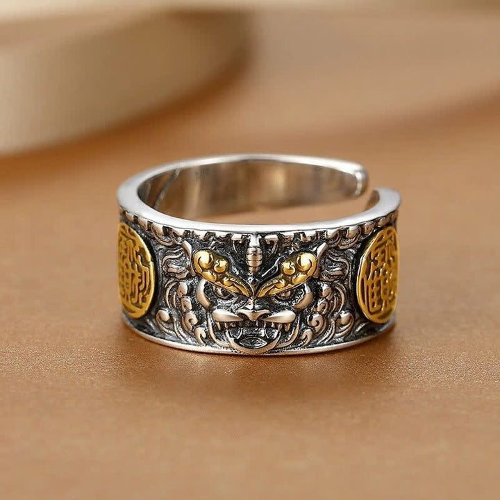 Buddha Stones Pixiu Wide Copper Adjustable Luck Ring - Copper(Wealth♥Luck) - image 0
