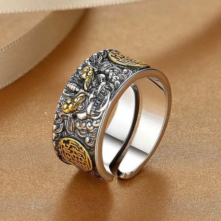 Buddha Stones Pixiu Wide Copper Adjustable Luck Ring - image 1
