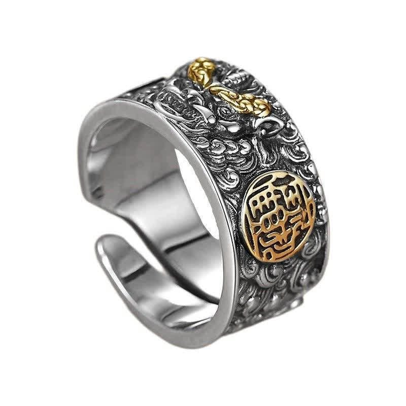 Buddha Stones Pixiu Wide Copper Adjustable Luck Ring - image 4