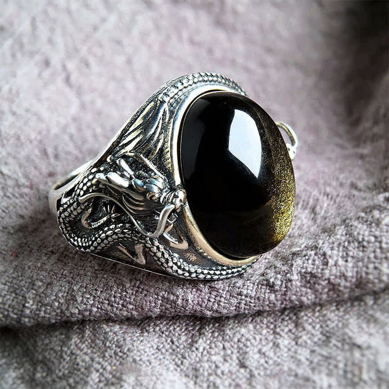 Buddha Stones Copper Black Onyx Adjustable Protection Ring - Copper(Wealth♥Luck) - image 0